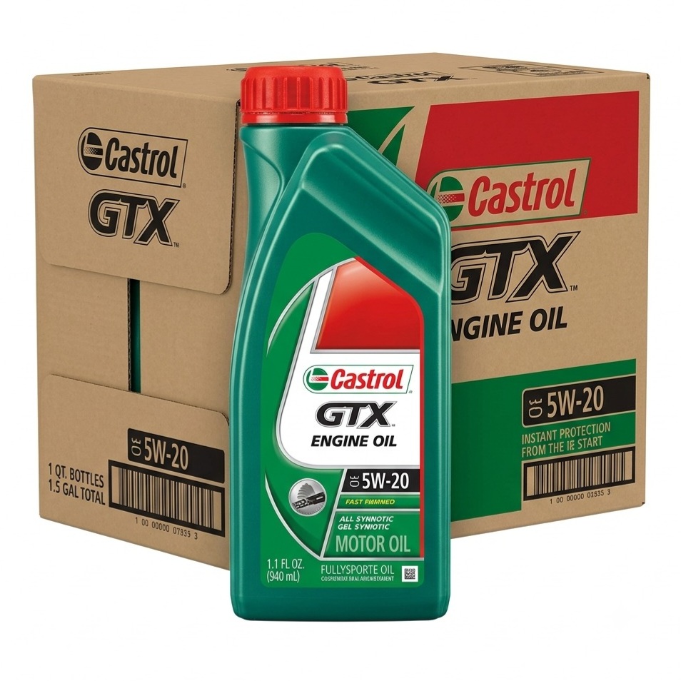 Castrol GTX 5W-20 engine oil change in Dubai